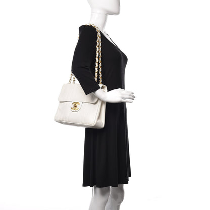 Chanel Caviar Vertical Quilted Jumbo Single Flap White 2 of 22