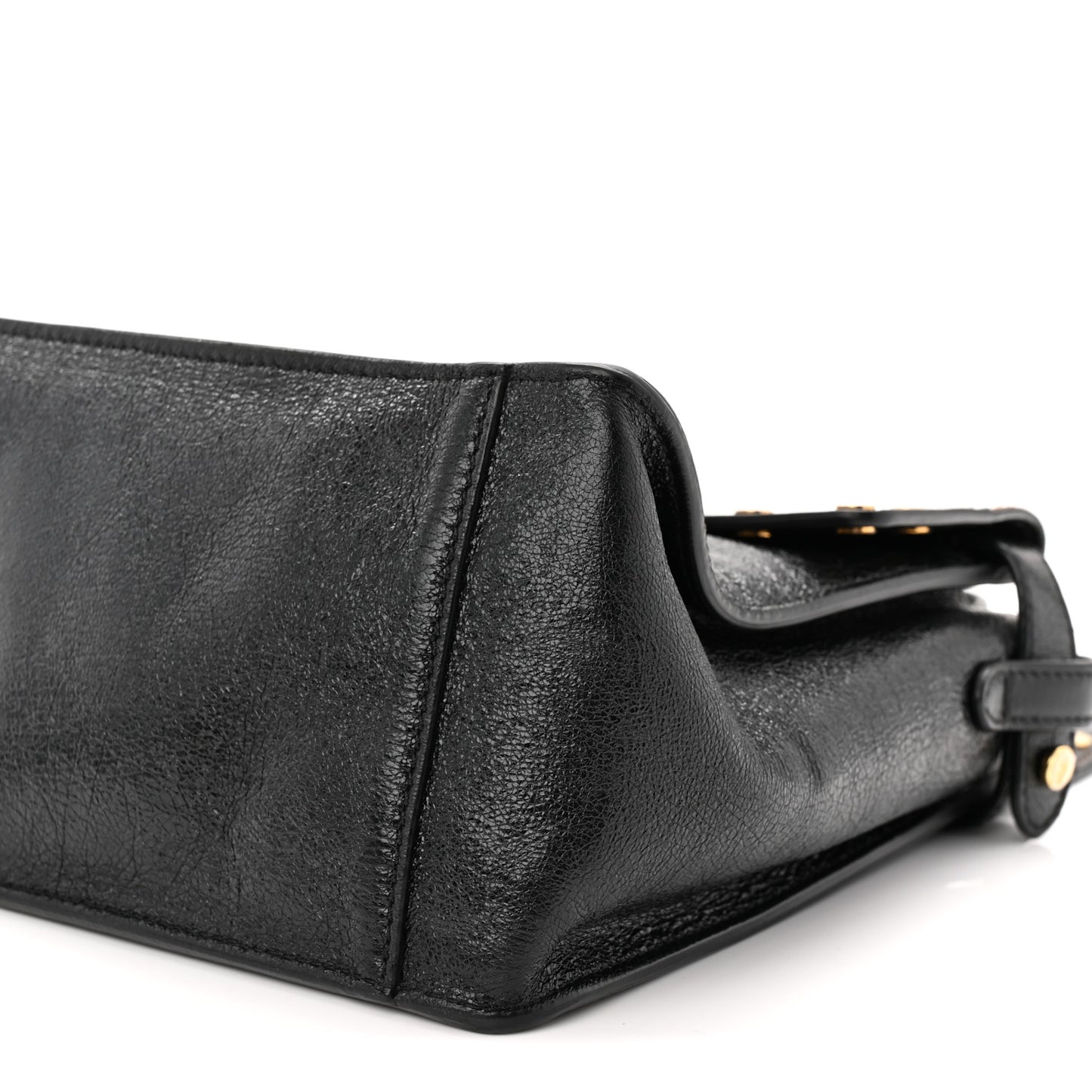 Agnello Old Shine Vitello Go Rain Small Flip Tote Black Marrone