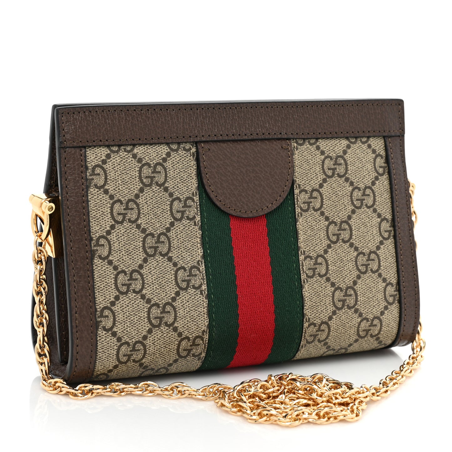 GG Supreme Monogram Textured Dollar Calfskin Web Mini Ophidia Chain Shoulder Bag Beige Ebony New Acero