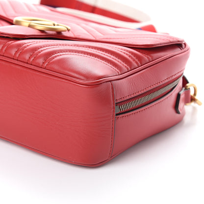 Gucci Calfskin Matelasse Sylvie Web Small GG Marmont Top Handle Shoulder Bag Hibiscus Red 8 of 8