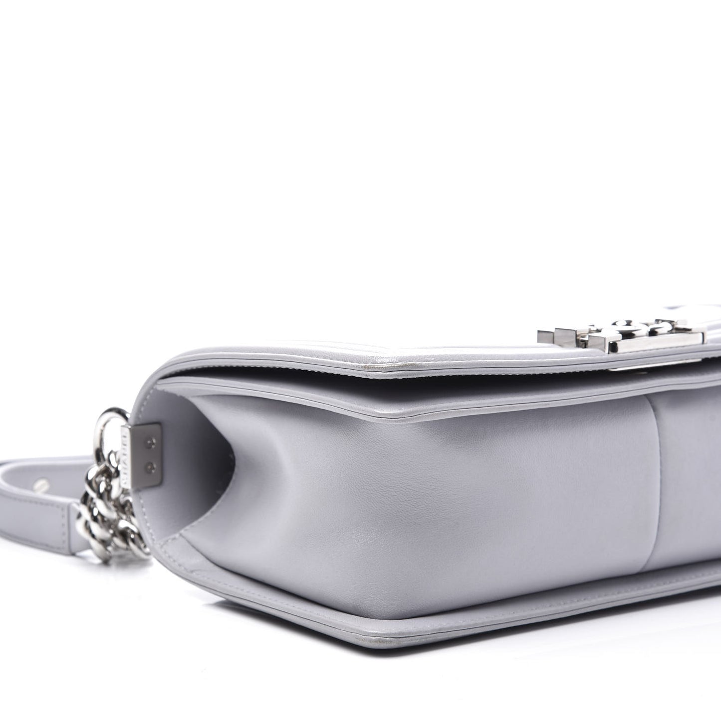 Calfskin Quilted Medium Boy Flap Light Grey