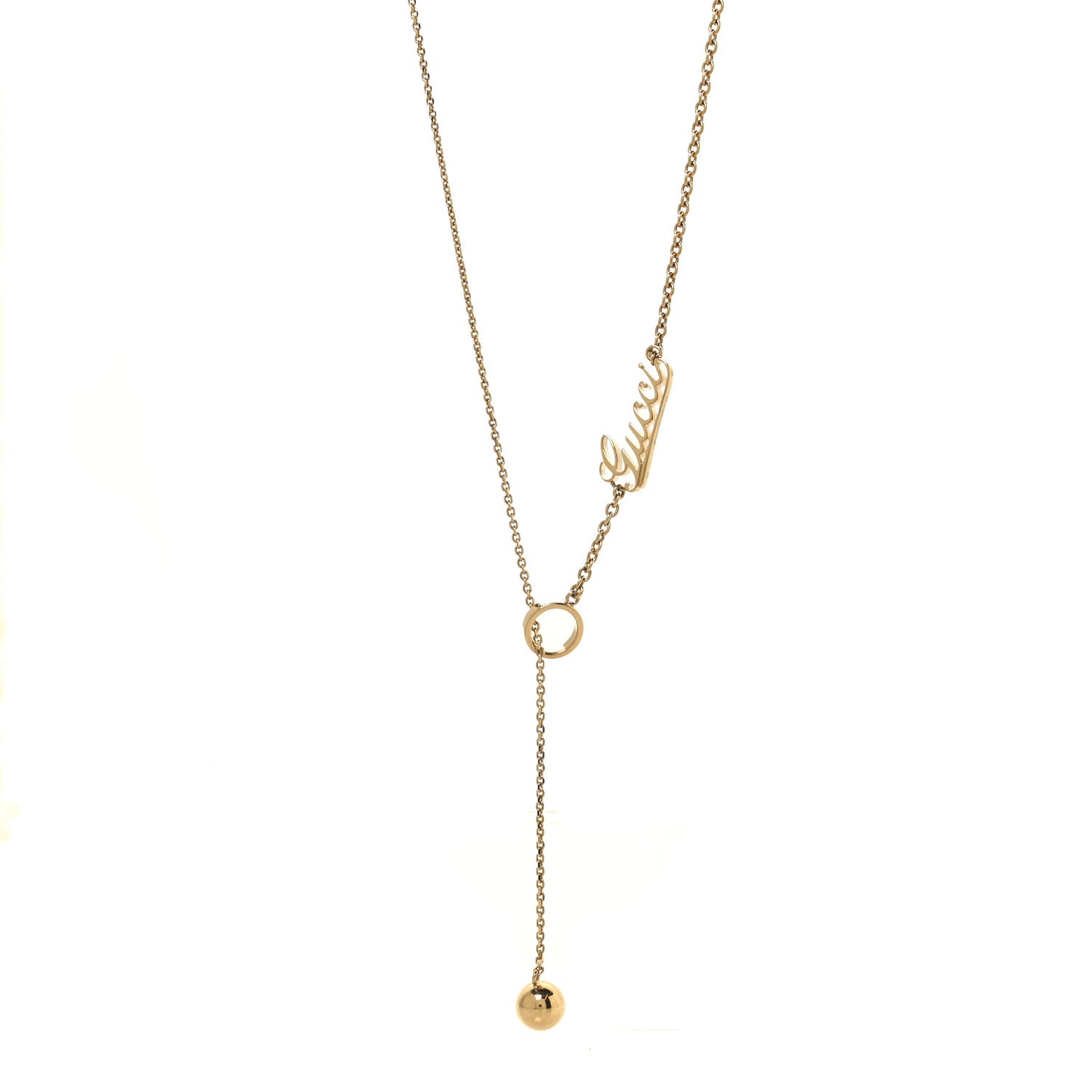 Metal Logo Lariat Necklace Gold