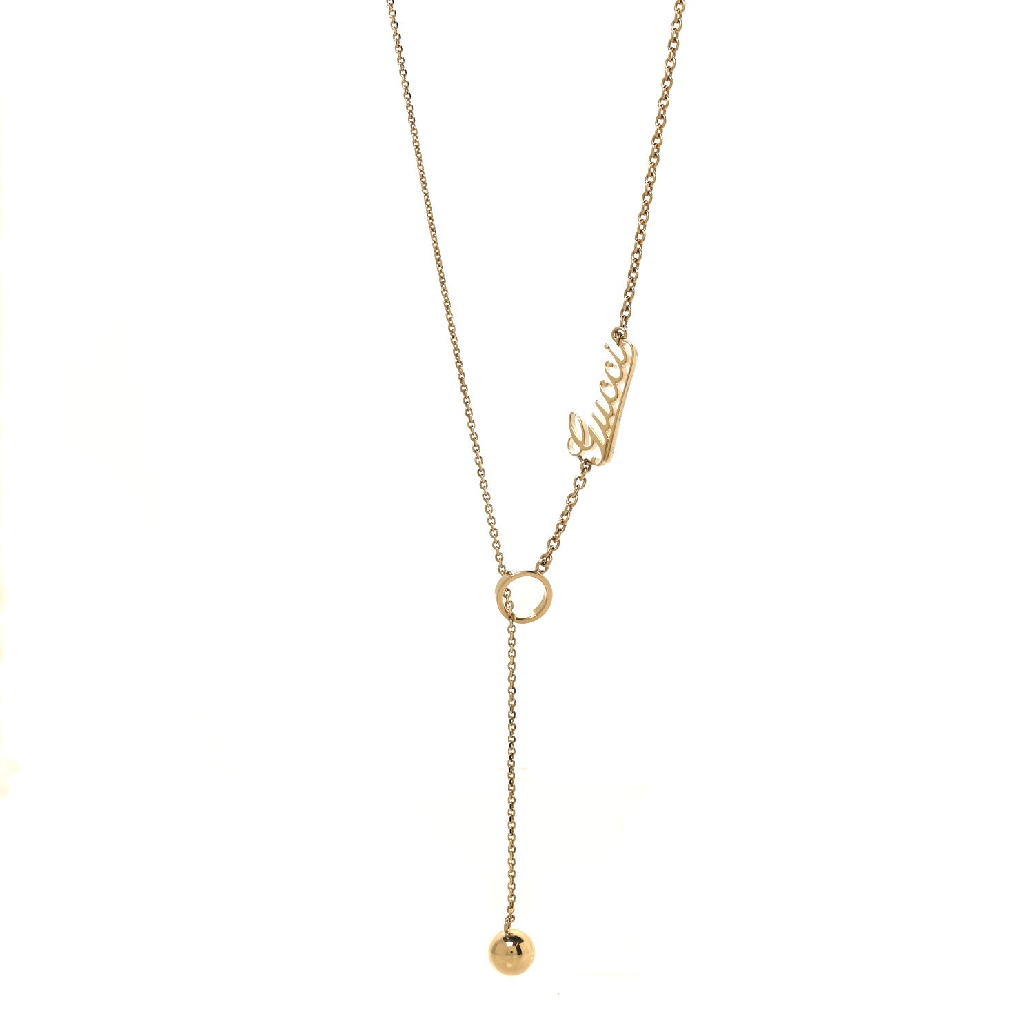Gucci Metal Logo Lariat Necklace Gold 1 of 5