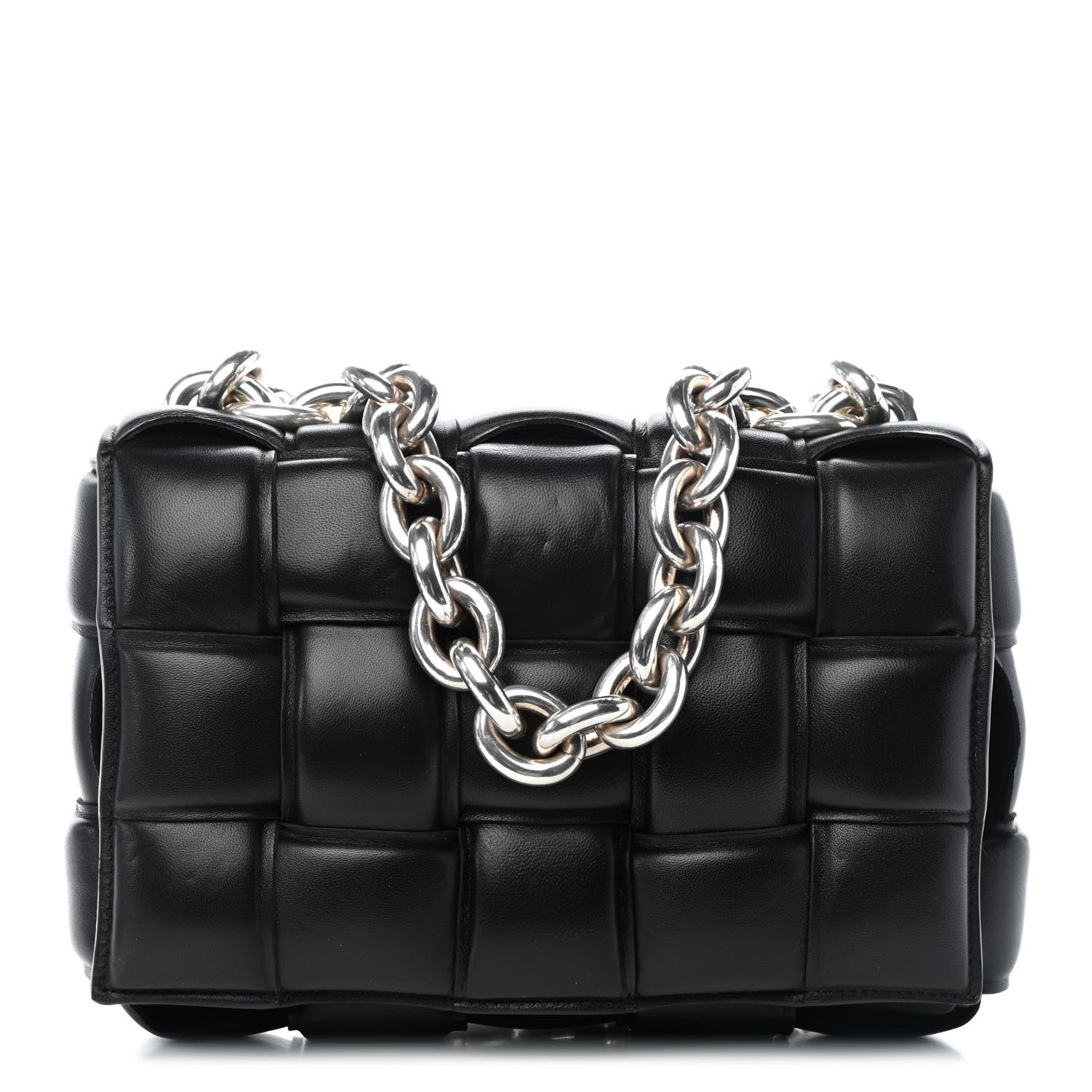 Bottega Veneta Lambskin Maxi Intreccio Padded Chain Cassette Crossbody Bag Black 1 of 8