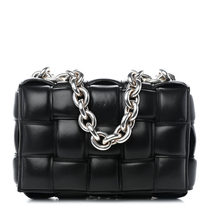 Bottega Veneta Lambskin Maxi Intreccio Padded Chain Cassette Crossbody Bag Black 1 of 8
