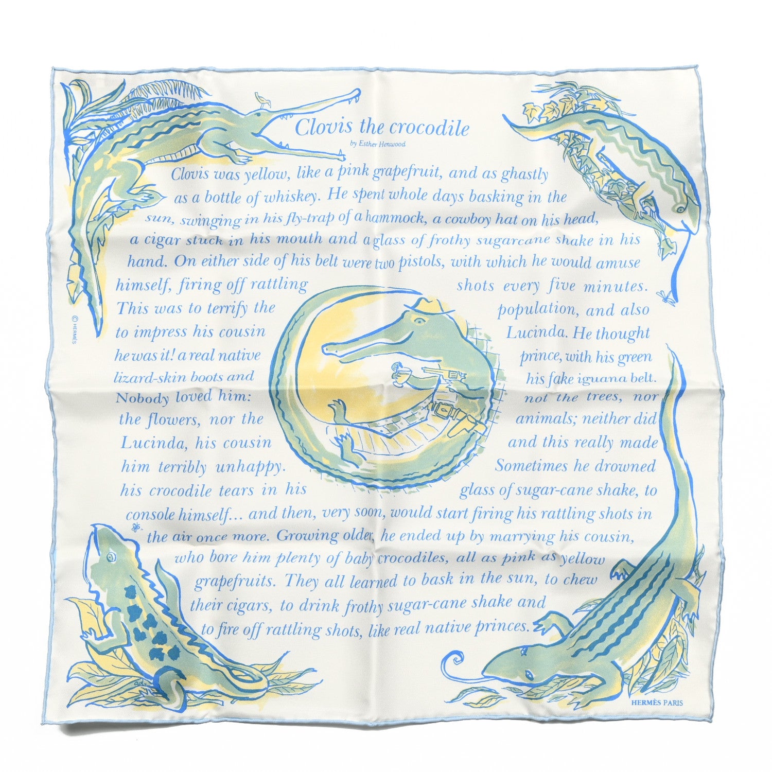 Hermes Silk Clovis Crocodile Pocket Square 1 of 4