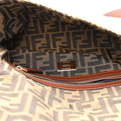 Fendi Straw Vitello King Woven Baguette Natural Ghianda 5 of 9