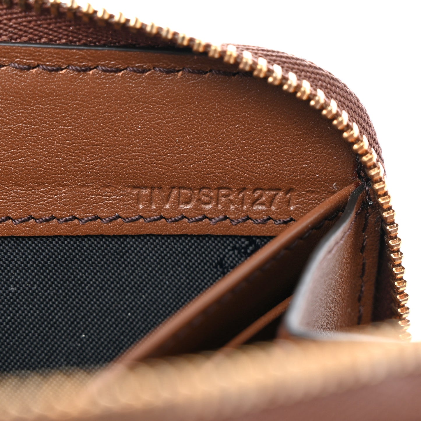 Calfskin House Check Elmore Zip Around Wallet Tan