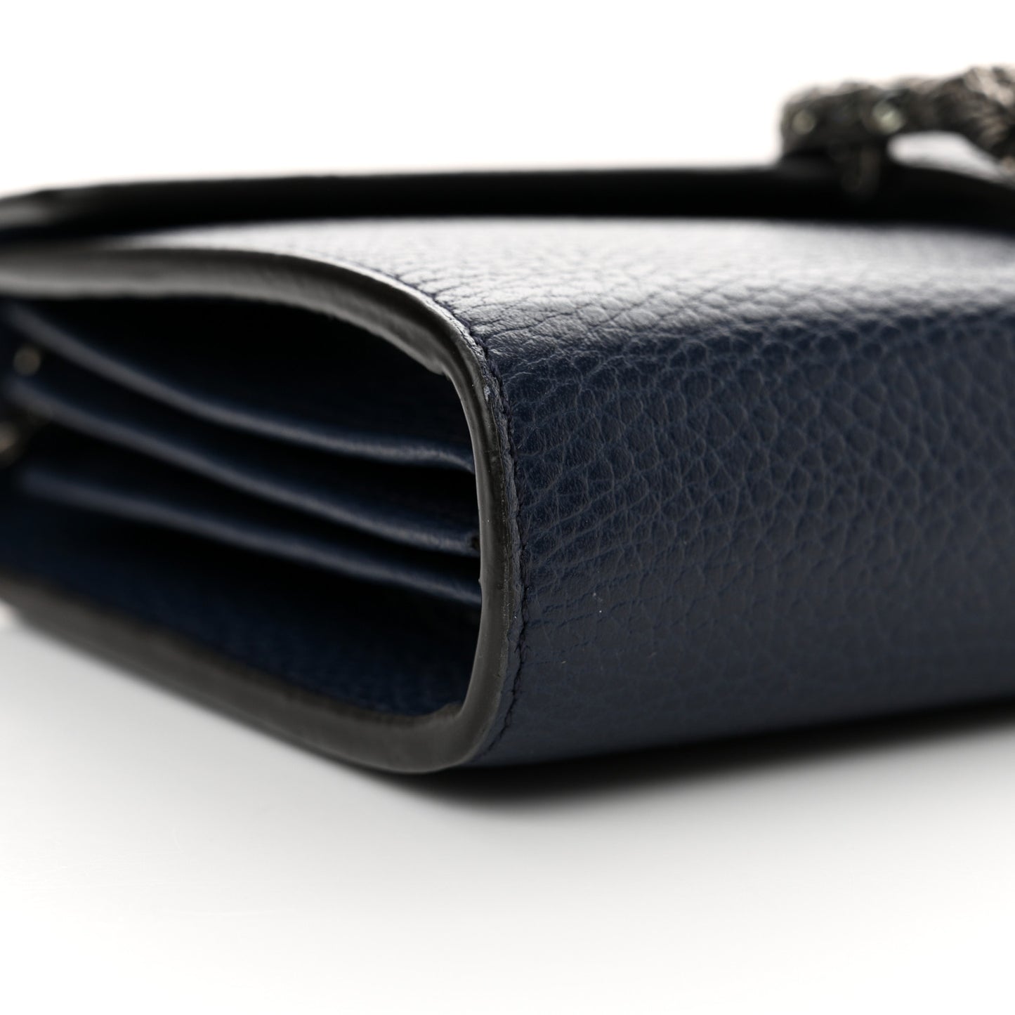 Dollar Calfskin Crystal Mini Dionysus Chain Wallet Blue Agata Black Diamond