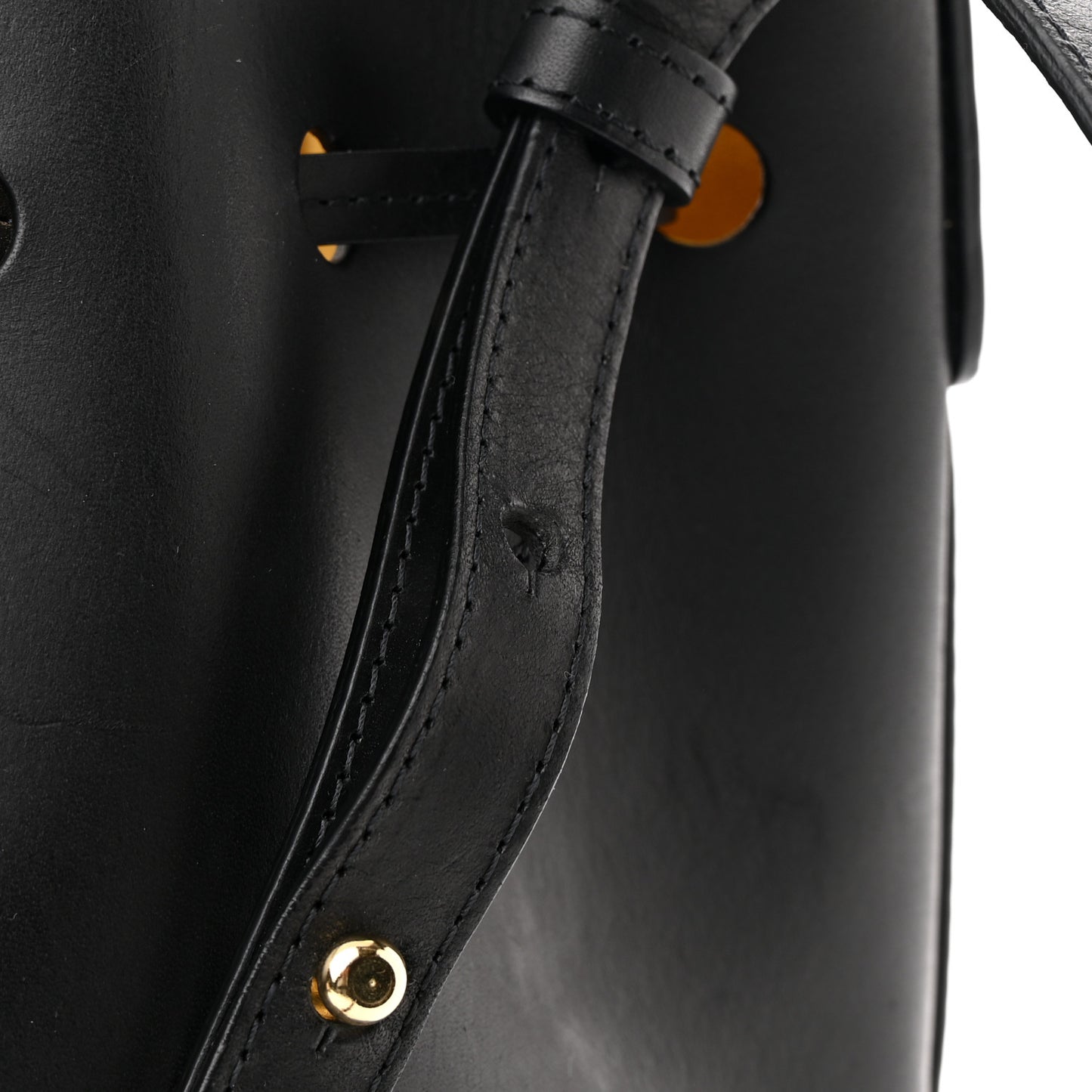Vegetable Tanned Calfskin Mini Bucket Bag Black Oro