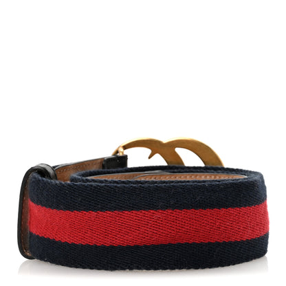 Gucci Nylon Calfskin Double G Web 40mm Belt 75 30 Blue Red Black 2 of 5
