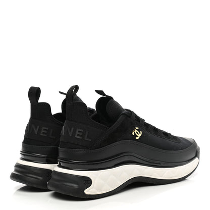 Chanel Velvet Calfskin Mixed Fibers CC Sneakers 38 Black 4 of 11