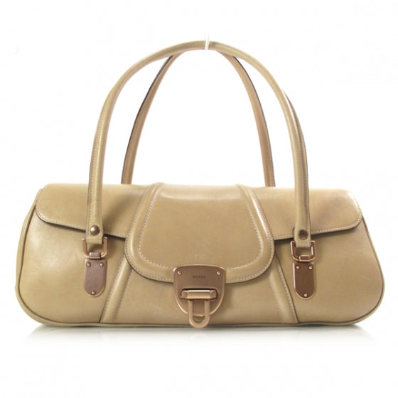 Gucci Leather Fold Over Satchel Beige 1 of 10