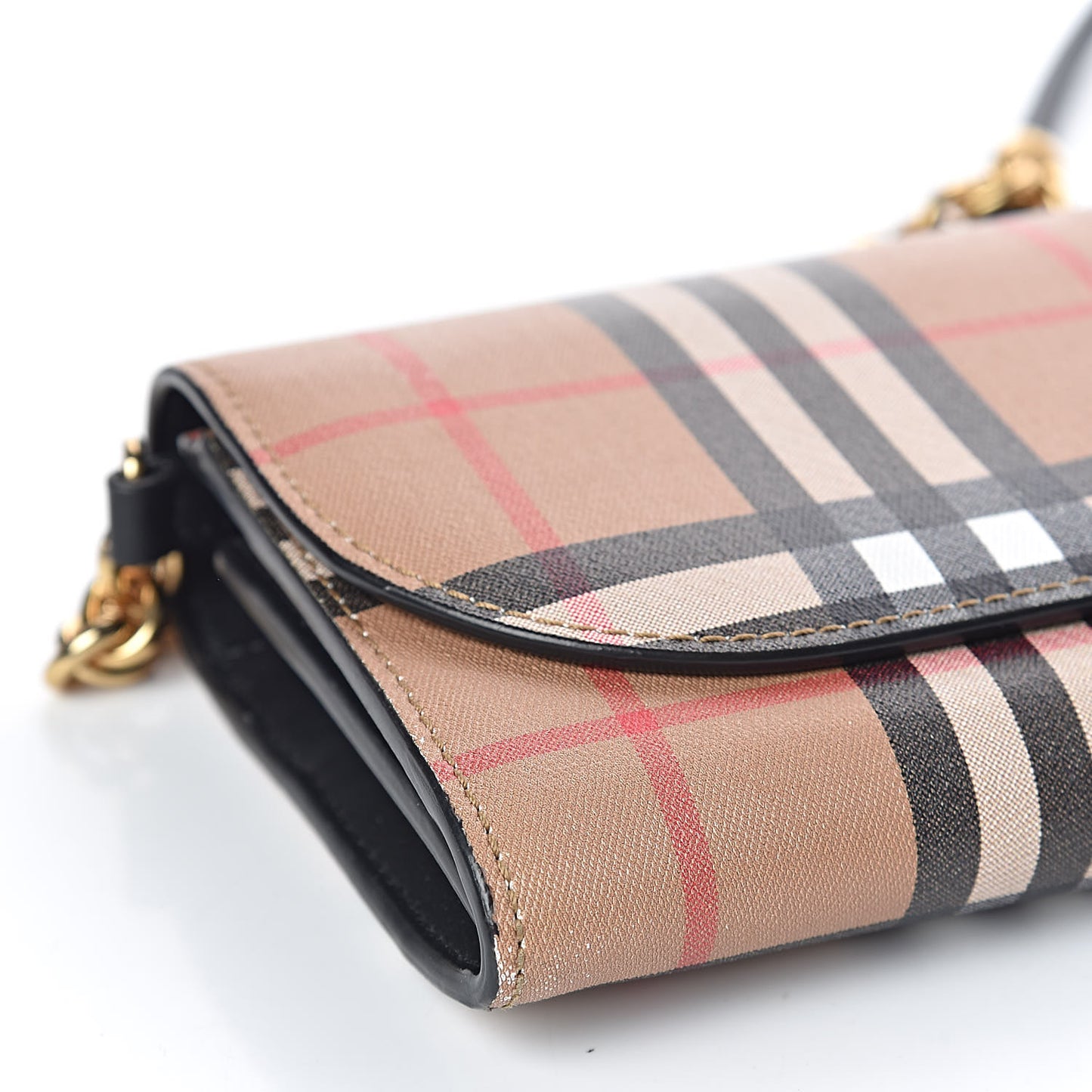 Vintage Check Henley Wallet On Chain Black