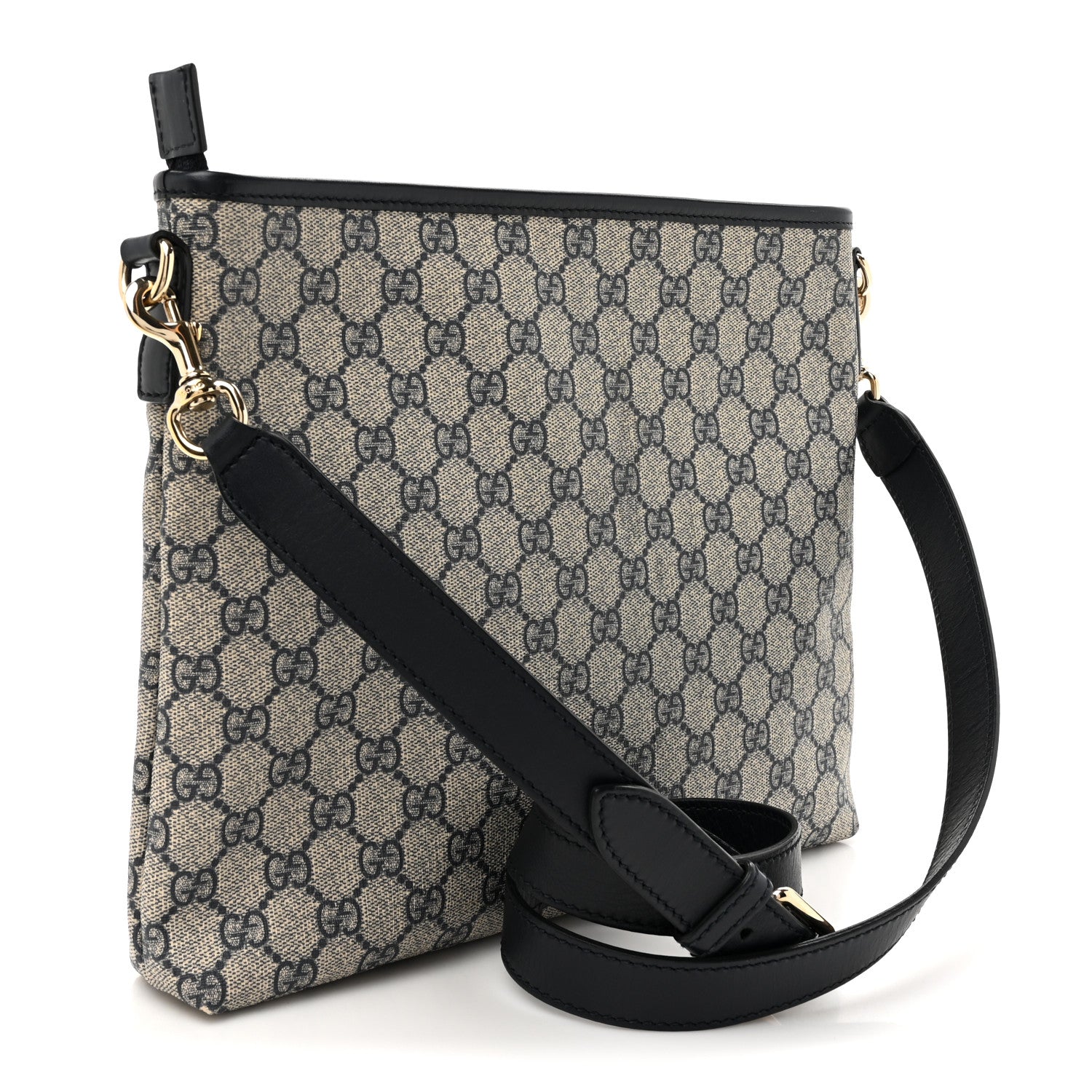 Gucci GG Supreme Monogram Web Flat Messenger Bag Navy 3 of 14