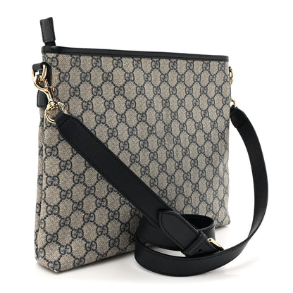 Gucci GG Supreme Monogram Web Flat Messenger Bag Navy 3 of 14