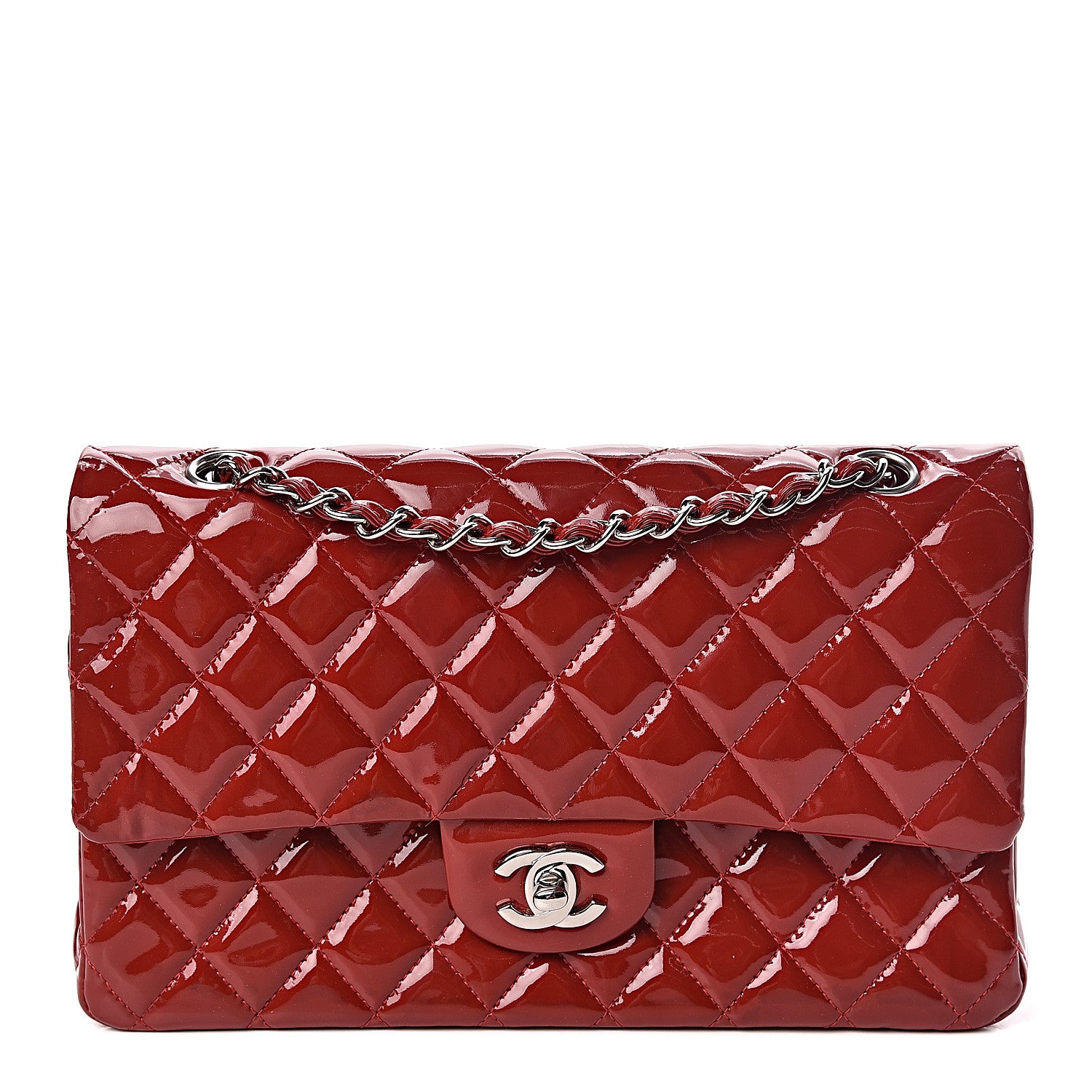 Chanel Patent Calfskin Quilted Medium Double Flap Red 1 of 13