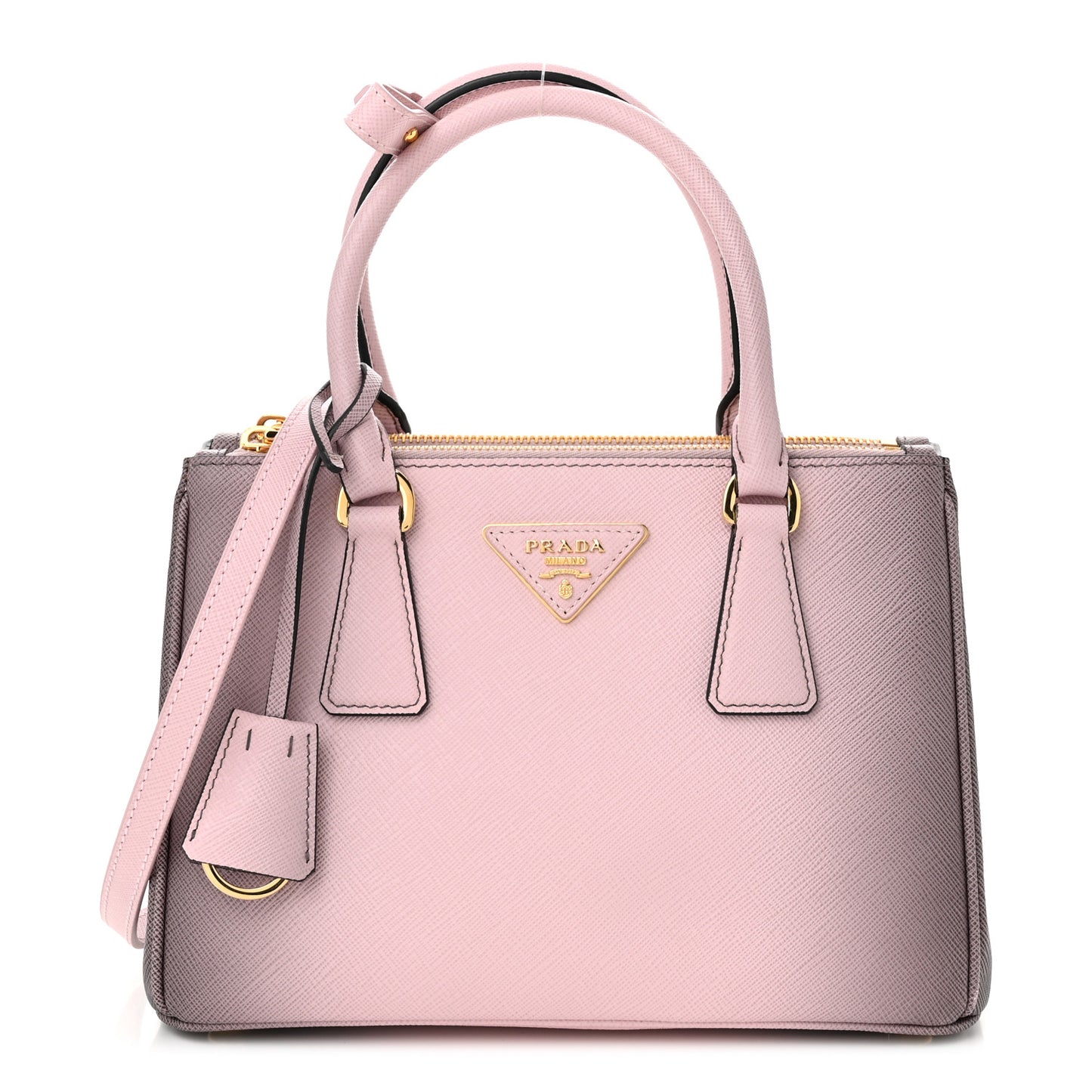 Saffiano Lux Ombre Small Galleria Double Zip Tote Gradient Pink