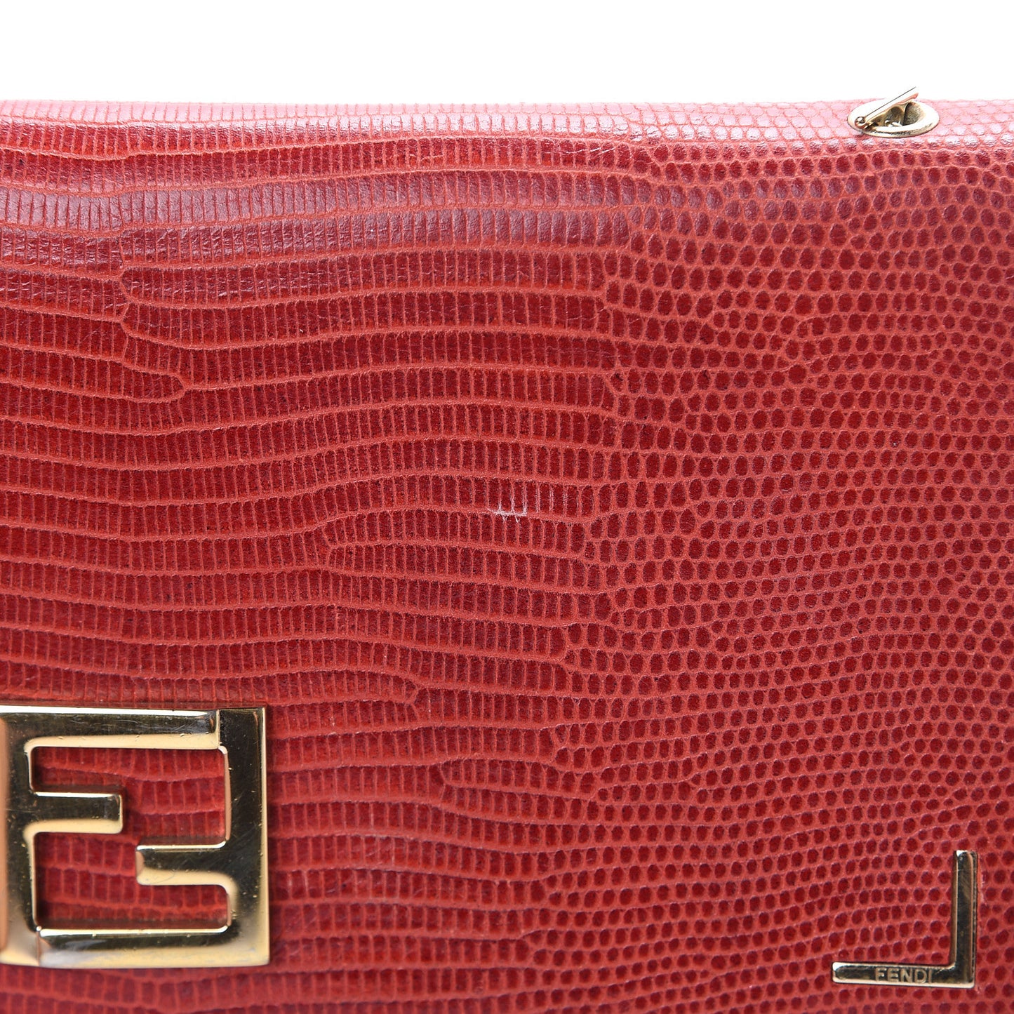 Calfskin Lizard Embossed Wallet on Chain Red