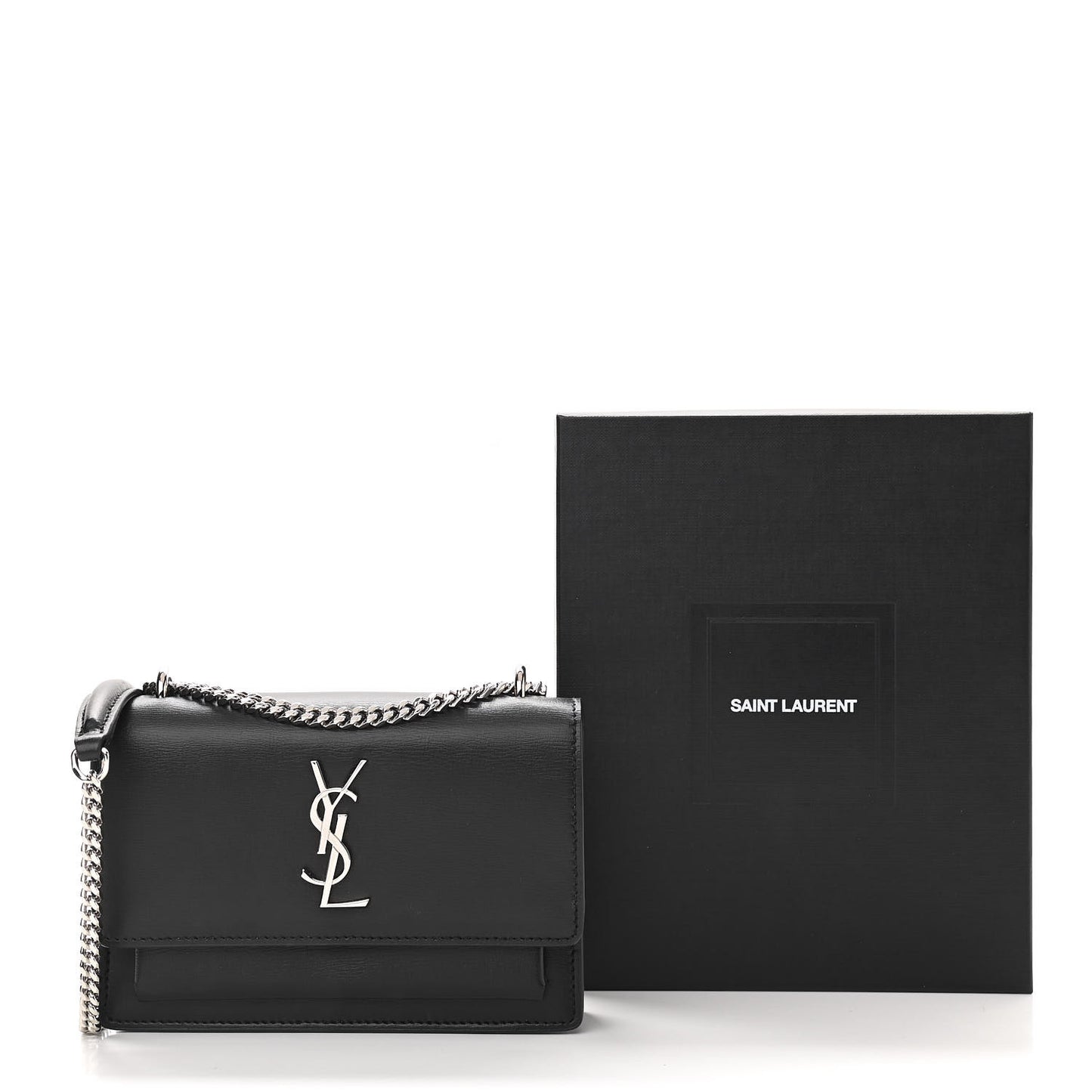 Calfskin Monogram Sunset Chain Wallet Black