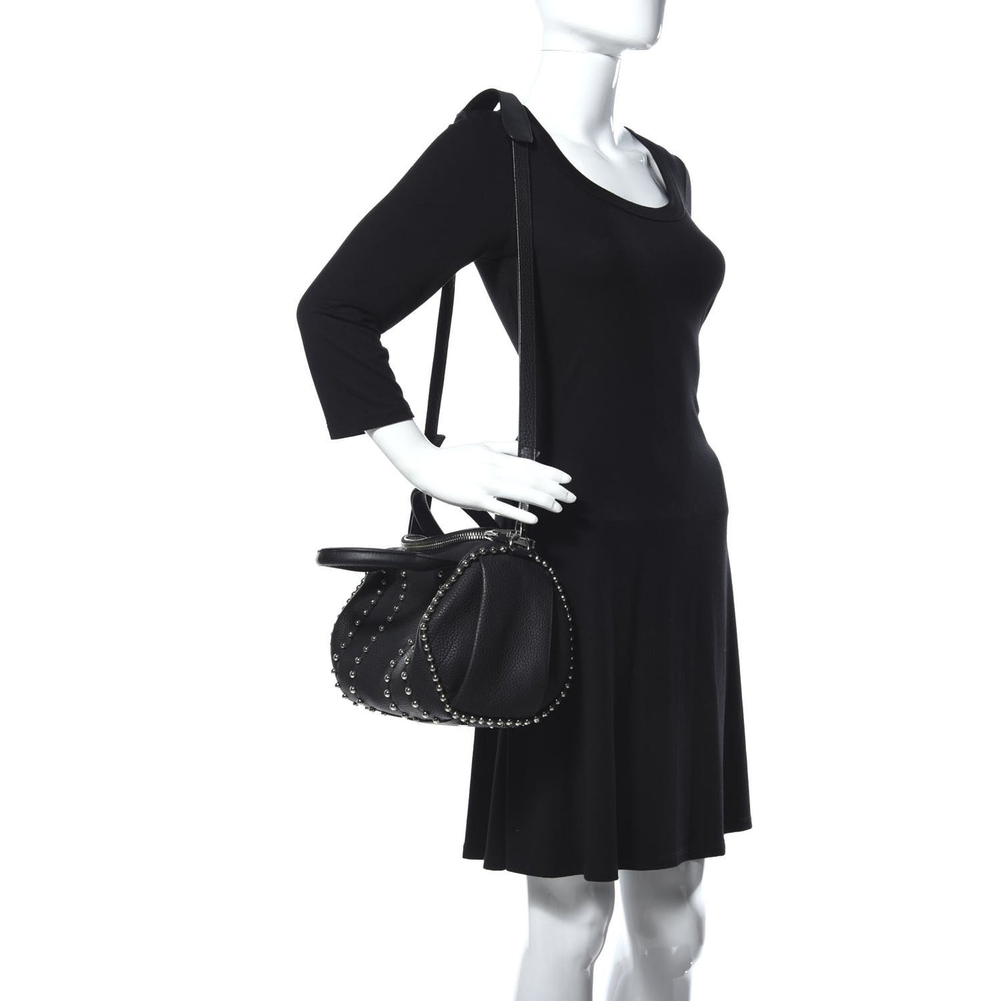 Calfskin Studded Rockie Matte Black Rhodium Hardware