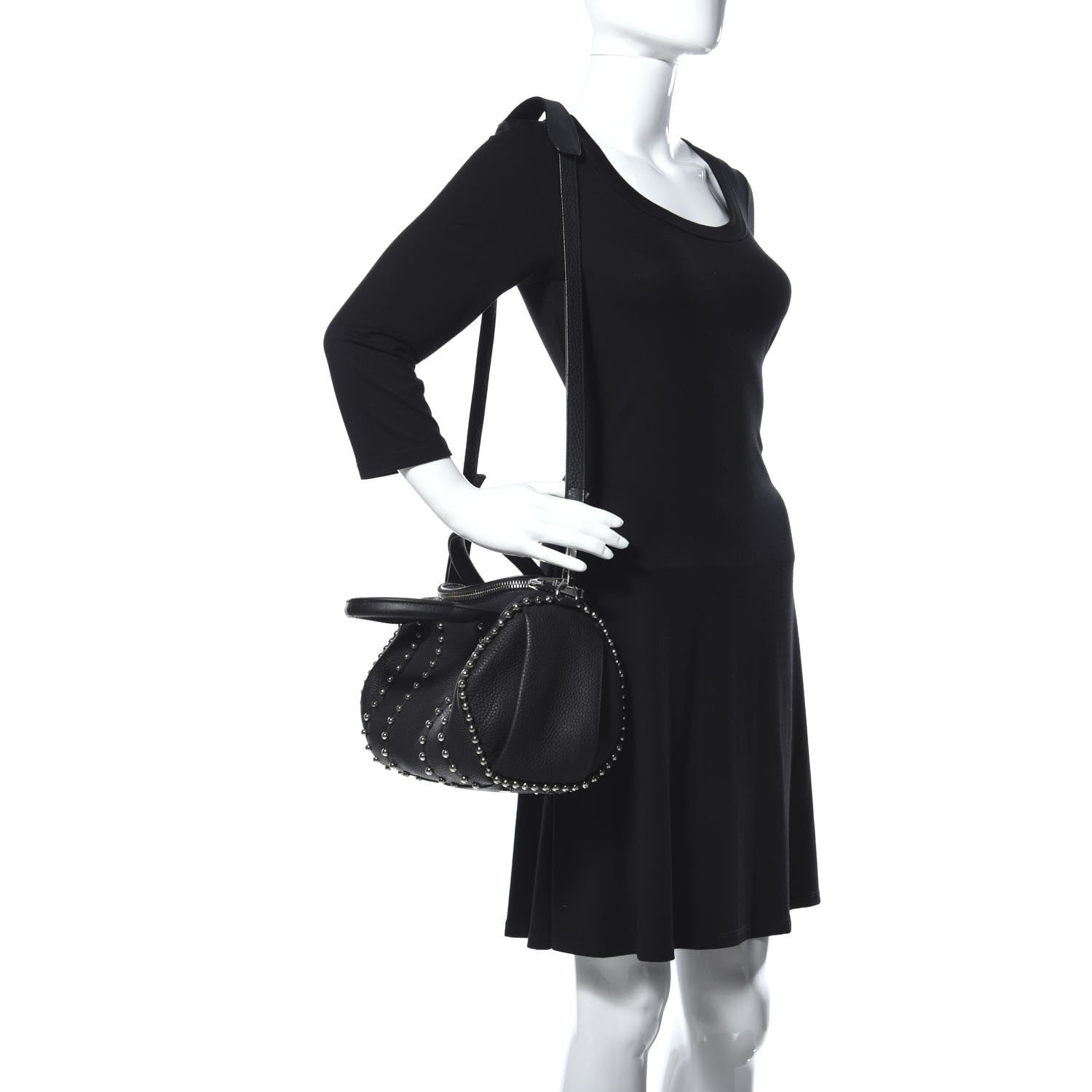 Alexander Wang Calfskin Studded Rockie Matte Black Rhodium Hardware 2 of 9