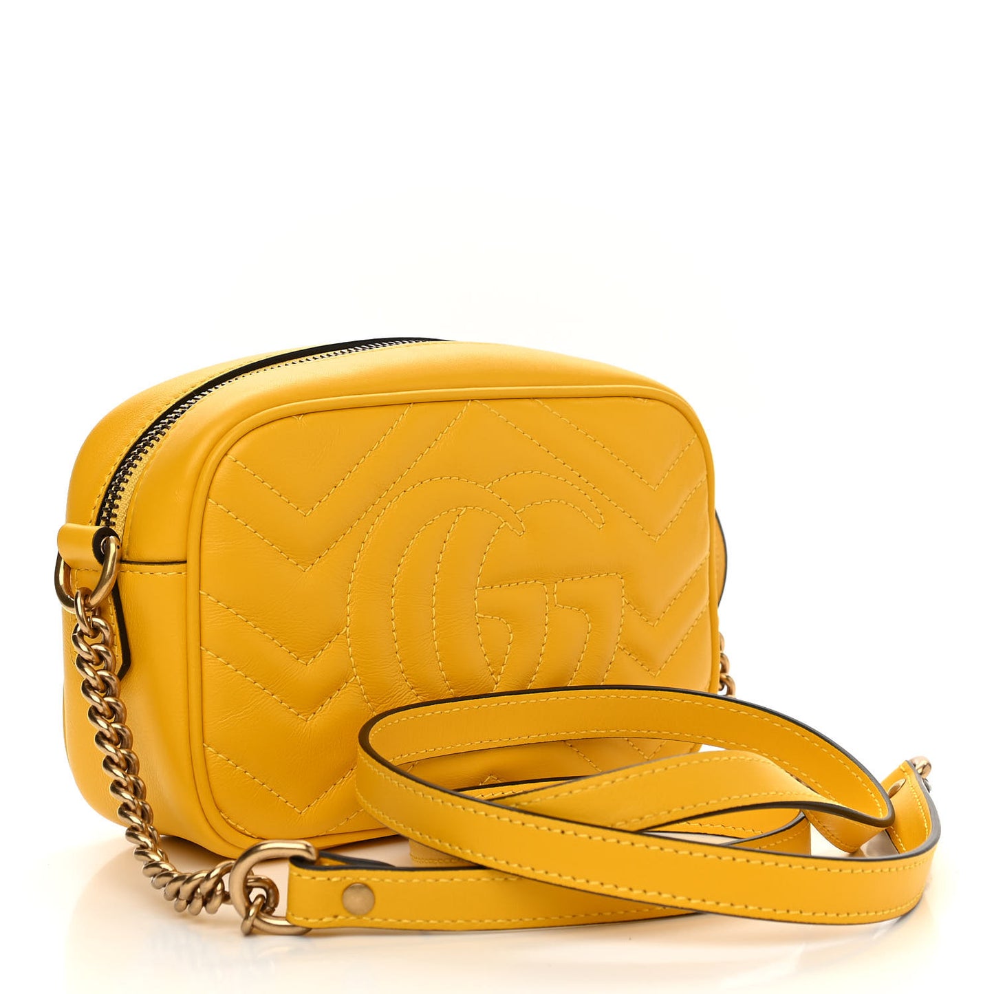 Calfskin Matelasse Mini GG Marmont Chain Shoulder Bag Stone Topaz