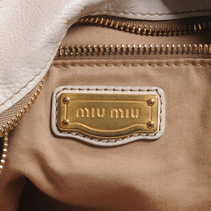 Miu Miu Vitello Lux Bow Bag Ivory 9 of 11
