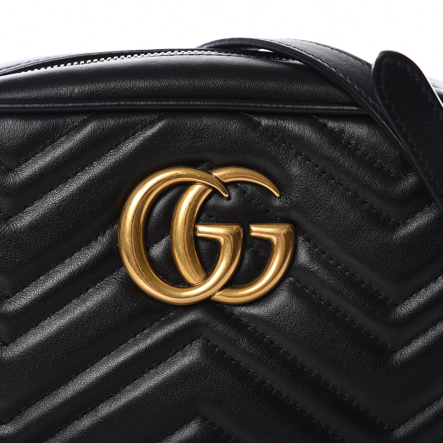 Calfskin Matelasse Small GG Marmont Chain Shoulder Bag Black