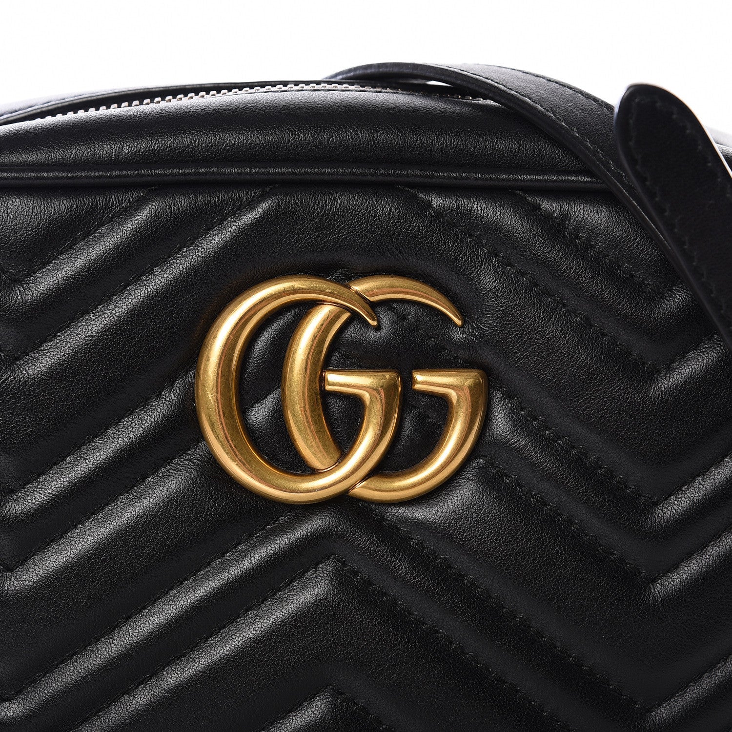 Gucci Calfskin Matelasse Small GG Marmont Chain Shoulder Bag Black 9 of 10