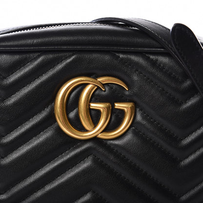 Gucci Calfskin Matelasse Small GG Marmont Chain Shoulder Bag Black 9 of 10
