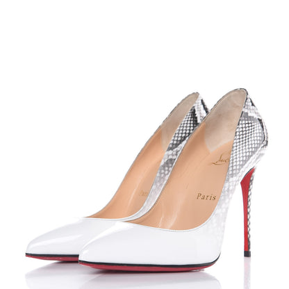 Christian Louboutin Patent Degrade Snakeskin Printed Pigalle Follies 100 Pumps 36 White Roccia 3 of 7