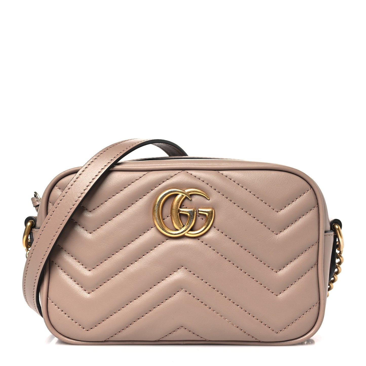 Calfskin Matelasse Mini GG Marmont Chain Shoulder Bag Porcelain Rose