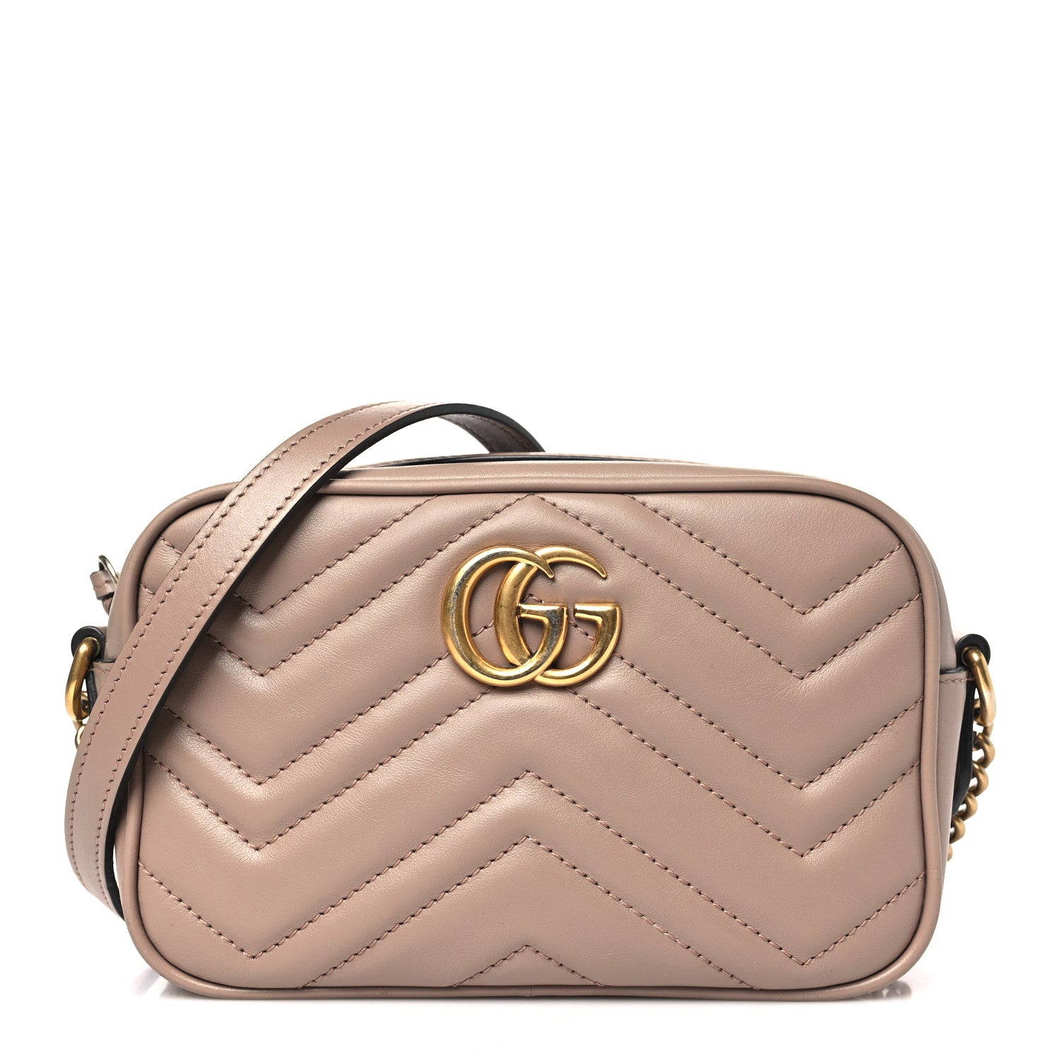 Gucci Calfskin Matelasse Mini GG Marmont Chain Shoulder Bag Porcelain Rose 1 of 11