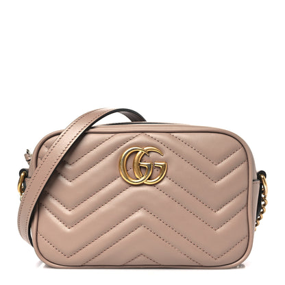 Gucci Calfskin Matelasse Mini GG Marmont Chain Shoulder Bag Porcelain Rose 1 of 11