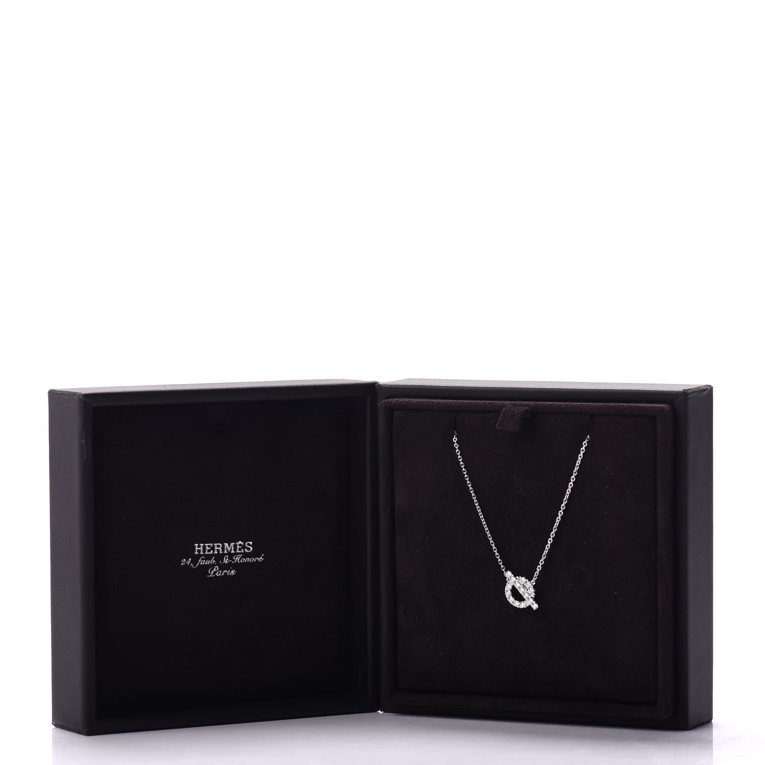 Hermes 18K White Gold Diamond Finesse Pendant Necklace 6 of 6