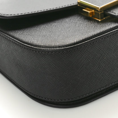 Prada Saffiano Lux Embleme Flap Shoulder Bag Black 9 of 10