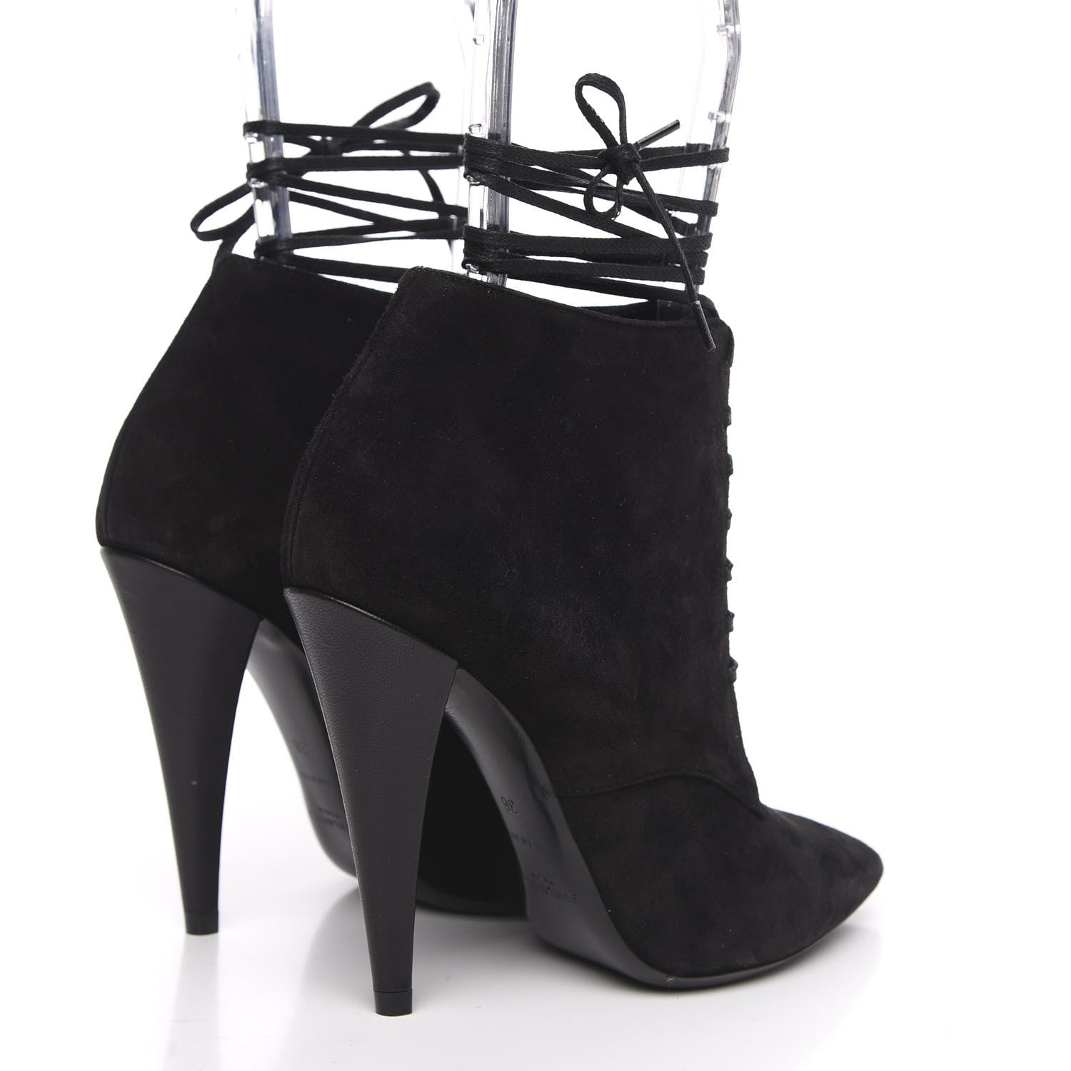 Saint Laurent Suede Kiki Lace-Up Ankle Boot 36 Black 4 of 10