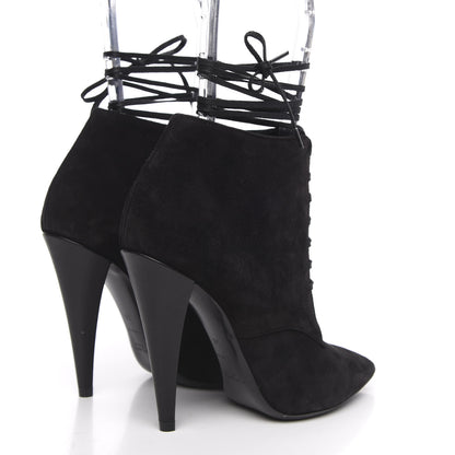 Saint Laurent Suede Kiki Lace-Up Ankle Boot 36 Black 4 of 10
