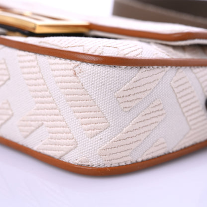 Fendi Canvas Vitello King Bi-Color Strap FF Embroidered Mini Baguette Grezzo Brandy Cuoio 9 of 12