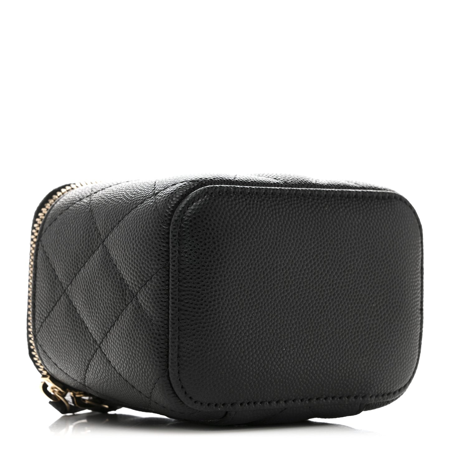 Caviar Quilted Mini Vanity Case With Chain Black