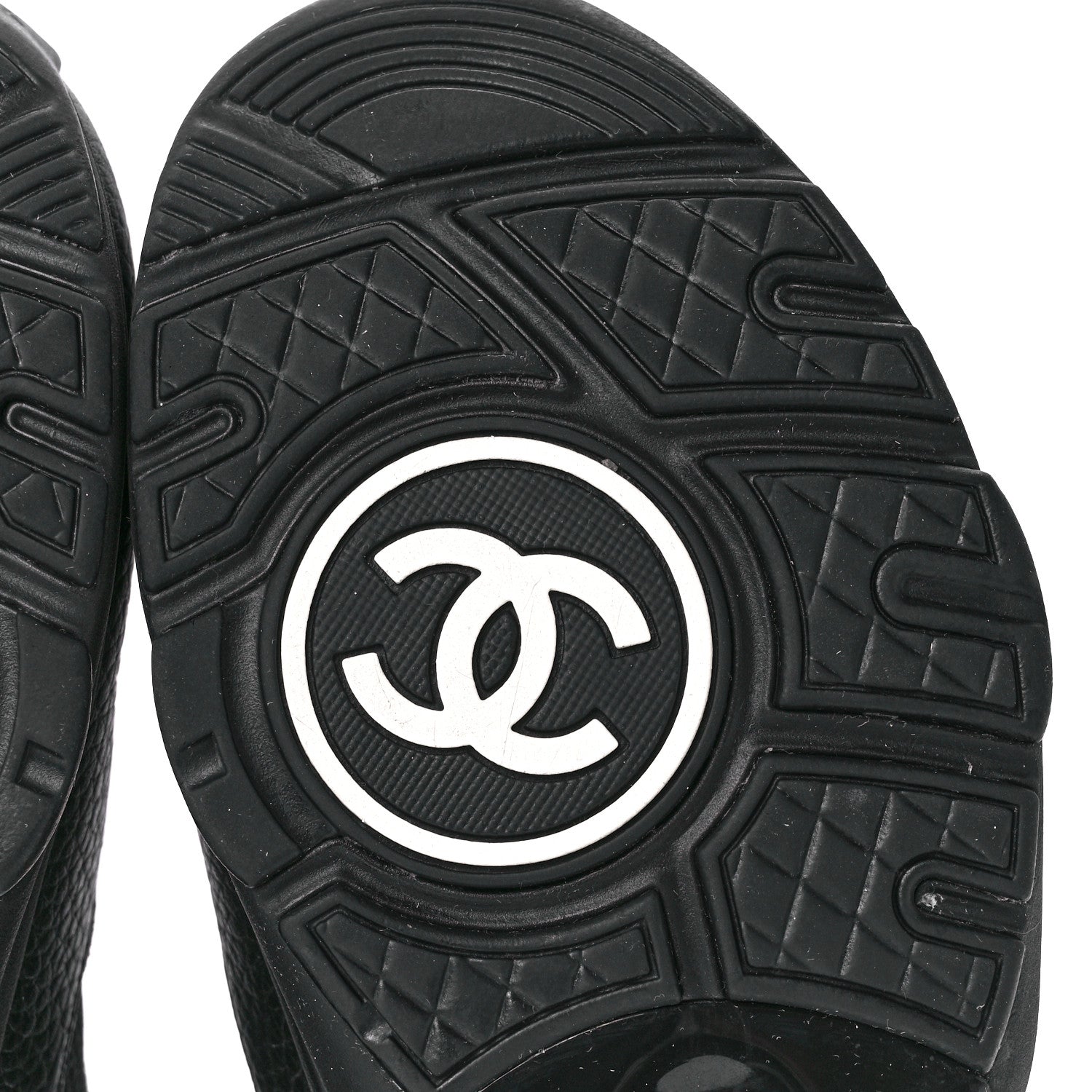Chanel Mesh Suede Grained Calfskin Womens CC Sneakers 38 Black White 6 of 9