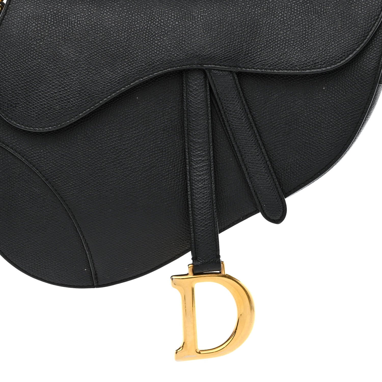 Christian Dior Grained Calfskin Saddle Bag Black 8 of 14