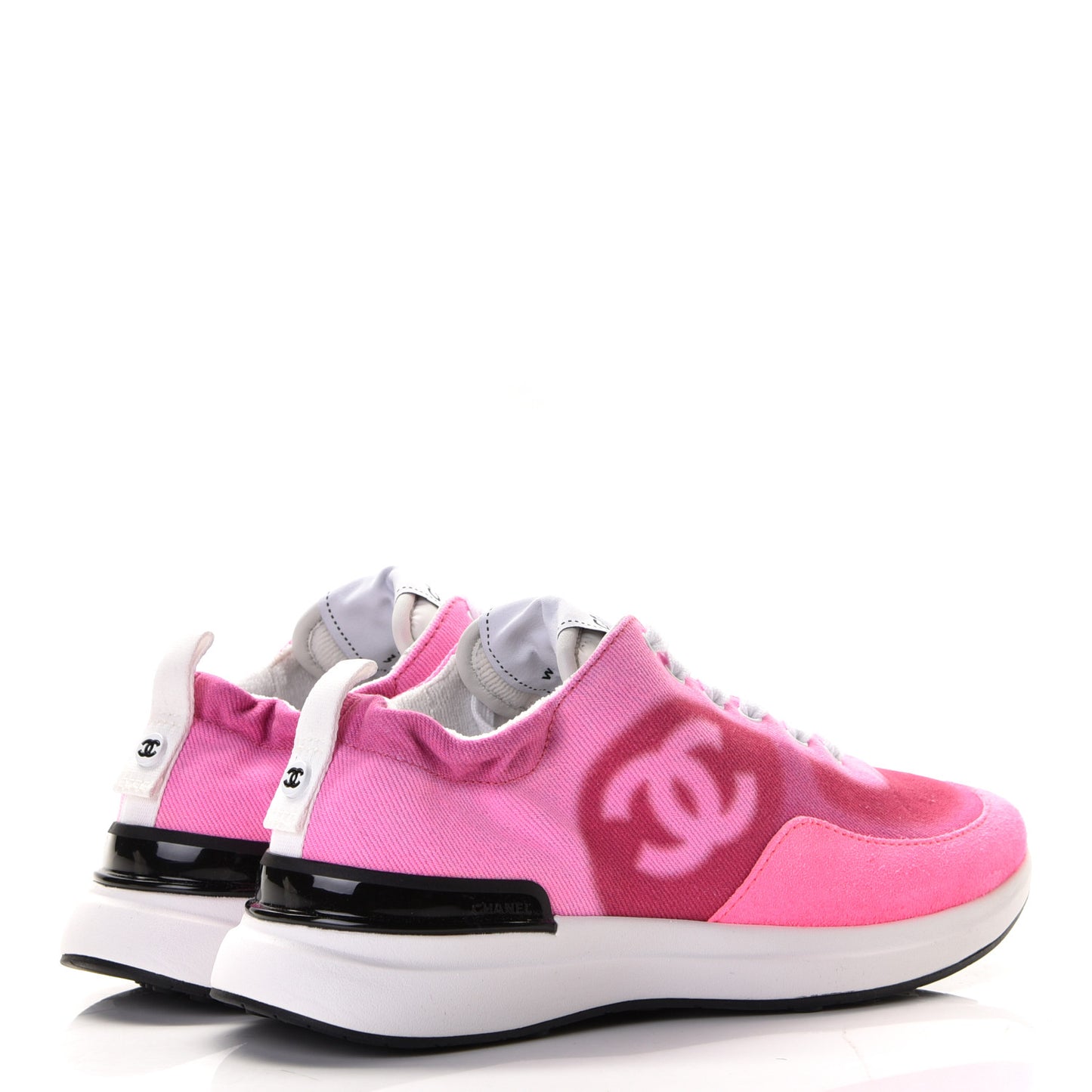 Denim Suede Calfskin Womens CC Sneakers 36.5 Pink