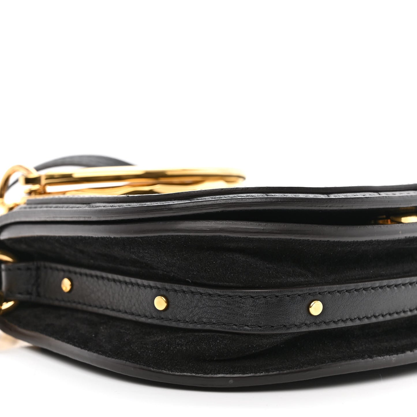 Calfskin Suede Quilted Small Nile Bracelet Bag Black