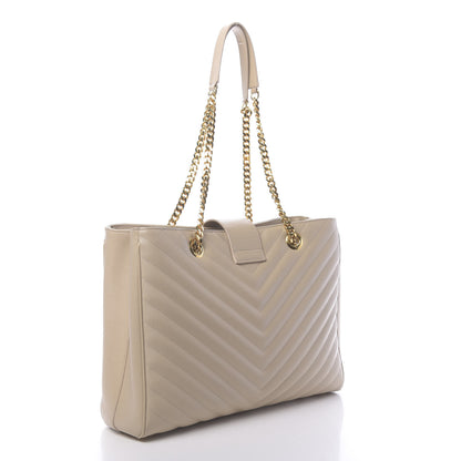 Saint Laurent Grain De Poudre Matelasse Chevron Monogram Shopping Bag Nude Powder 3 of 13