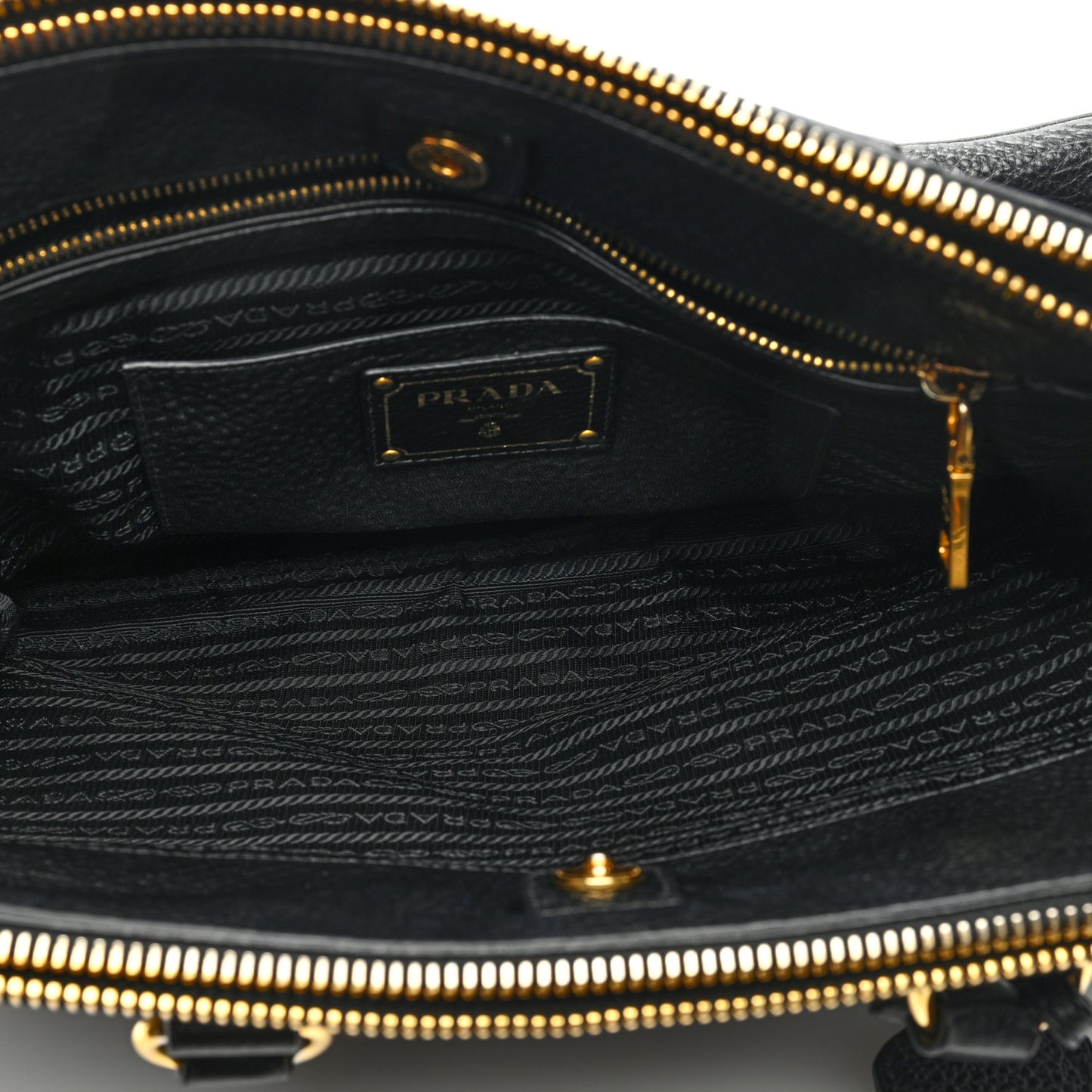 Vitello Daino Double Zip Tote Black