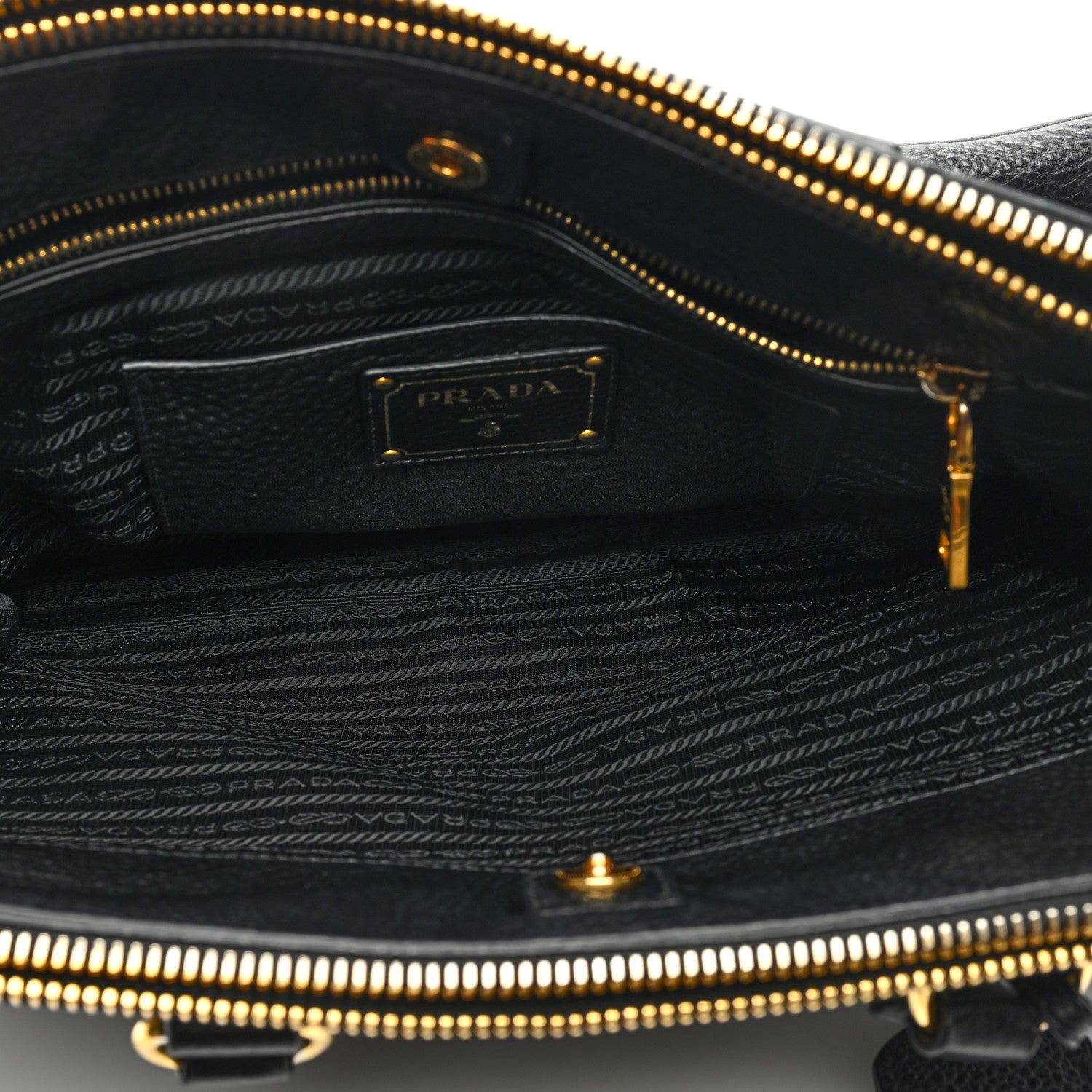 Prada Vitello Daino Double Zip Tote Black 5 of 10