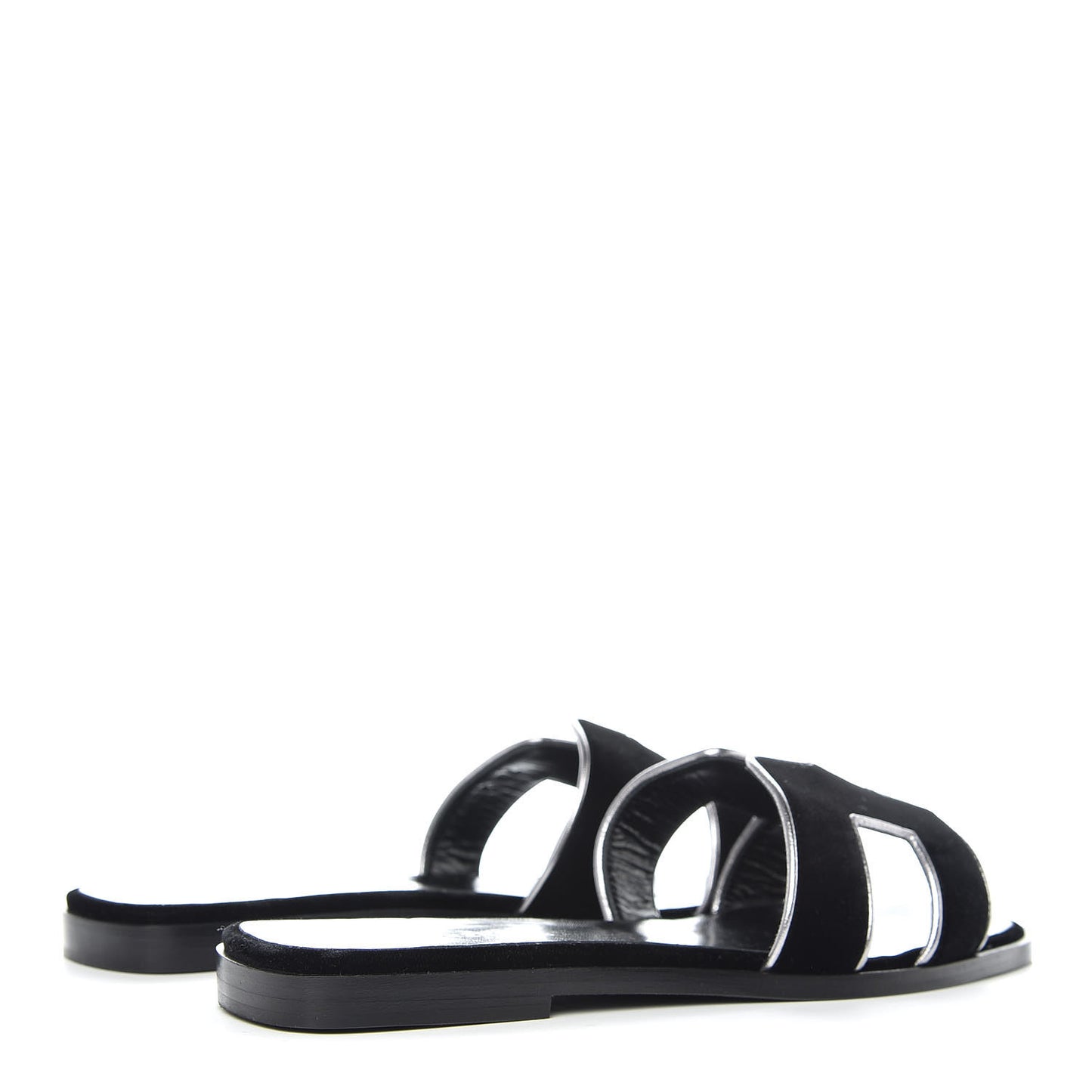 Velvet Nappa Oran Sandals 38 Black Argent Vieilli