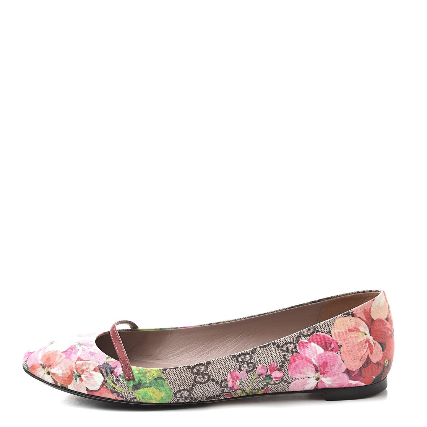 GG Supreme Monogram Blooms Ballet Flats 39 Beige Multicolor Dry Rose